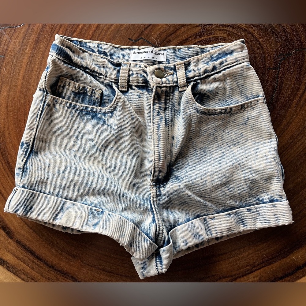 American Apparel Roll Cuff Denim Shorts
